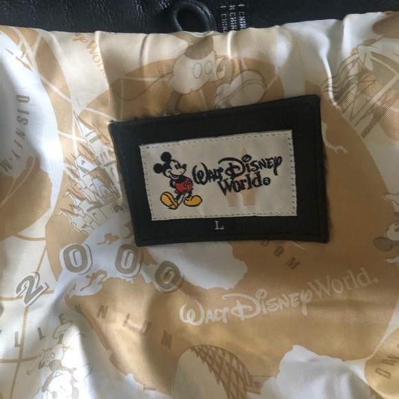 Disney 2000 Millennium Leather Varsity Bomber Jacket Mickey Mouse Sz L Rare - Picture 7 of 16